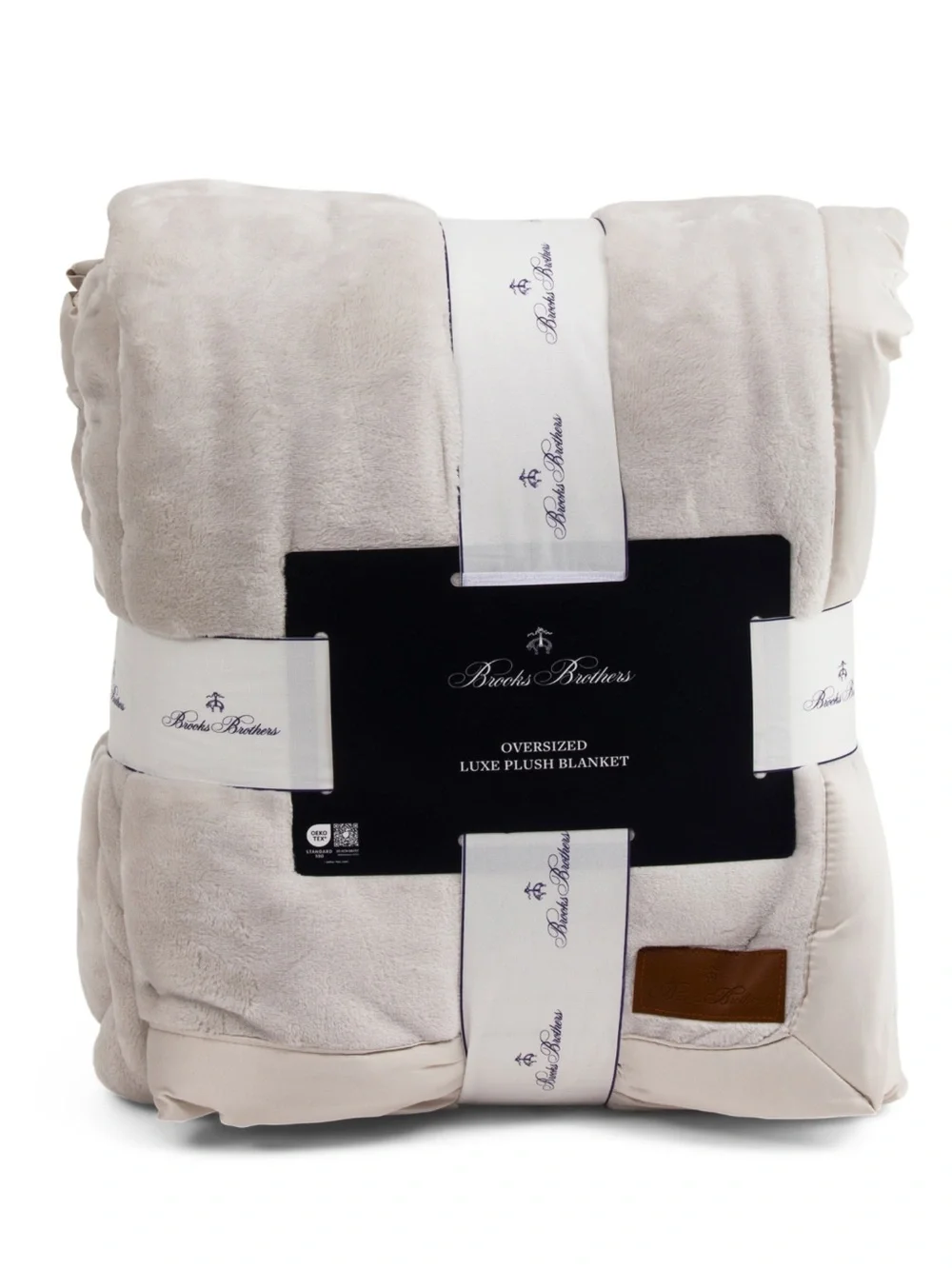 BROOKS BROTHERS solid fleece blanket with satin trim